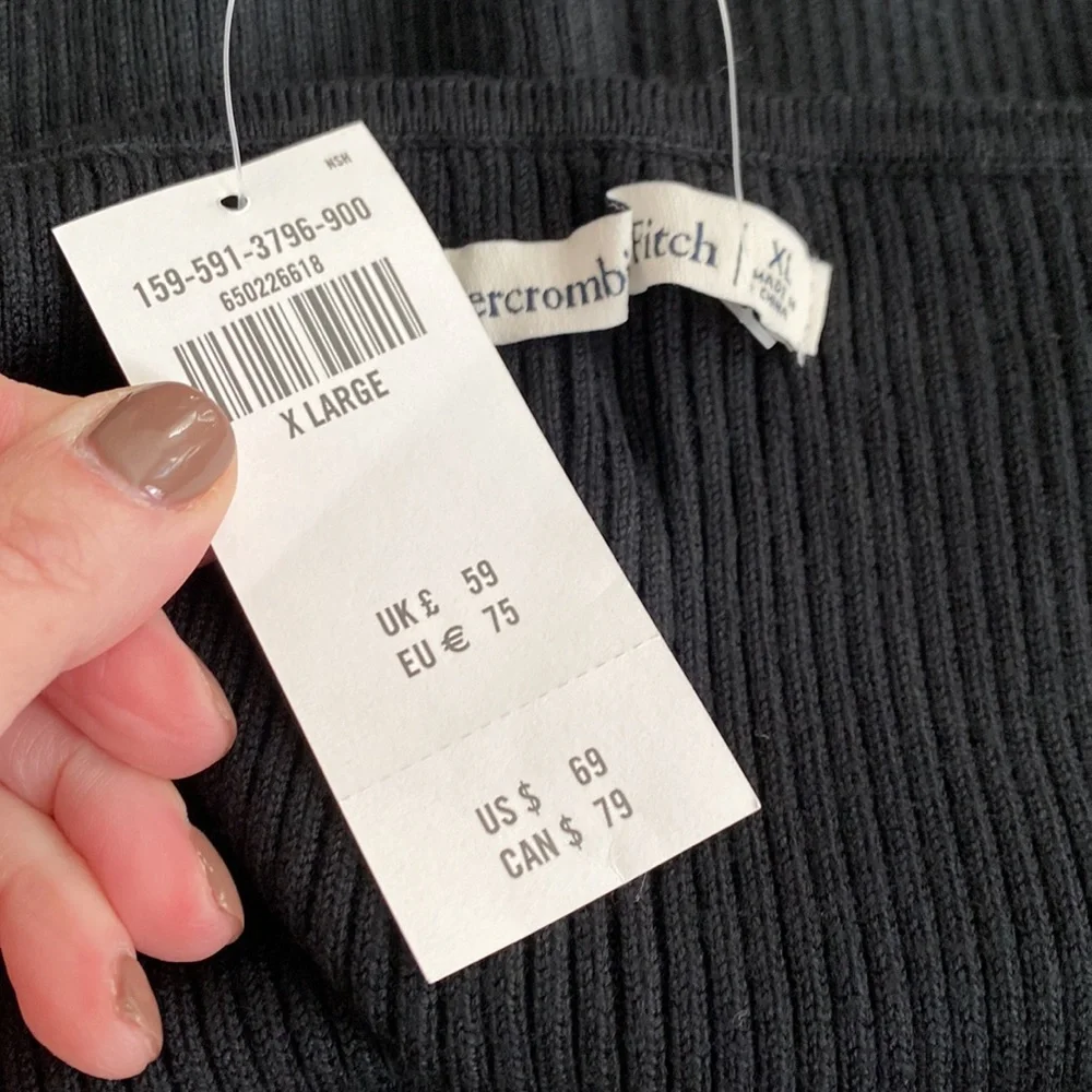 NEW Abercrombie & Fitch Strappy Halter Mini Sweater Dress SZ XL in Black - Picture 8 of 9